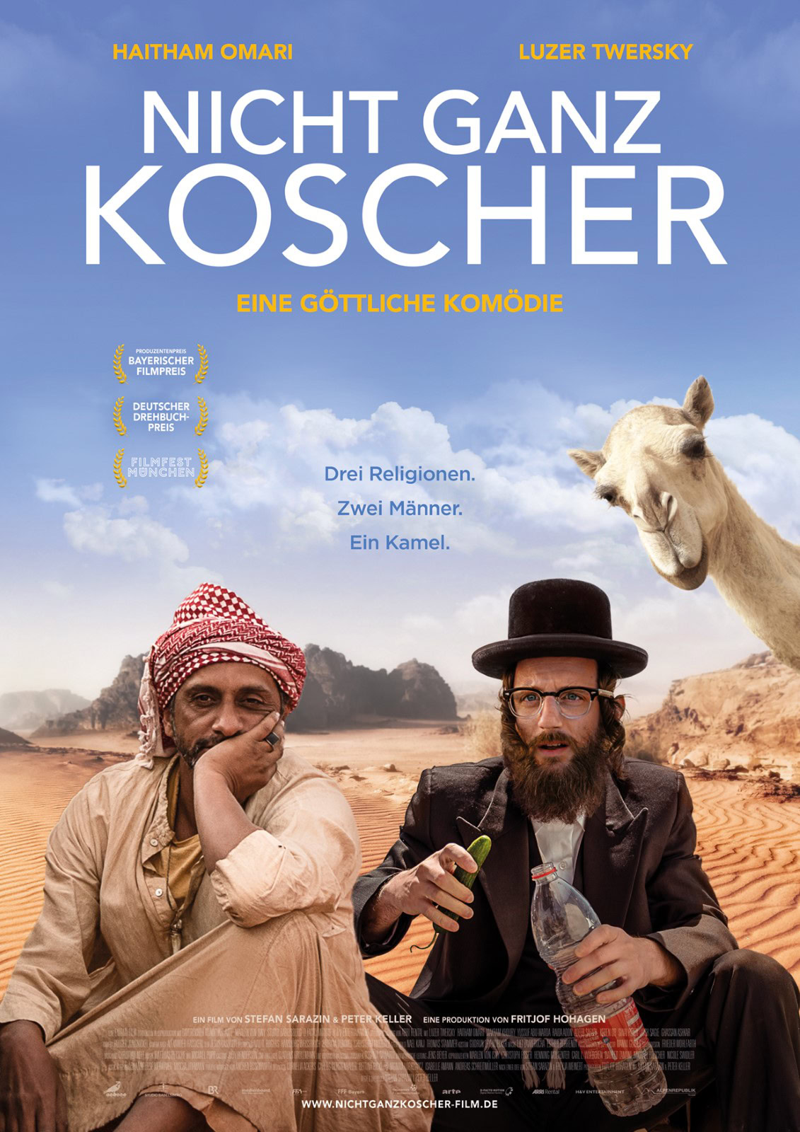 Filmplakat: Nicht Ganz Koscher, Wüste, diverse Männer.