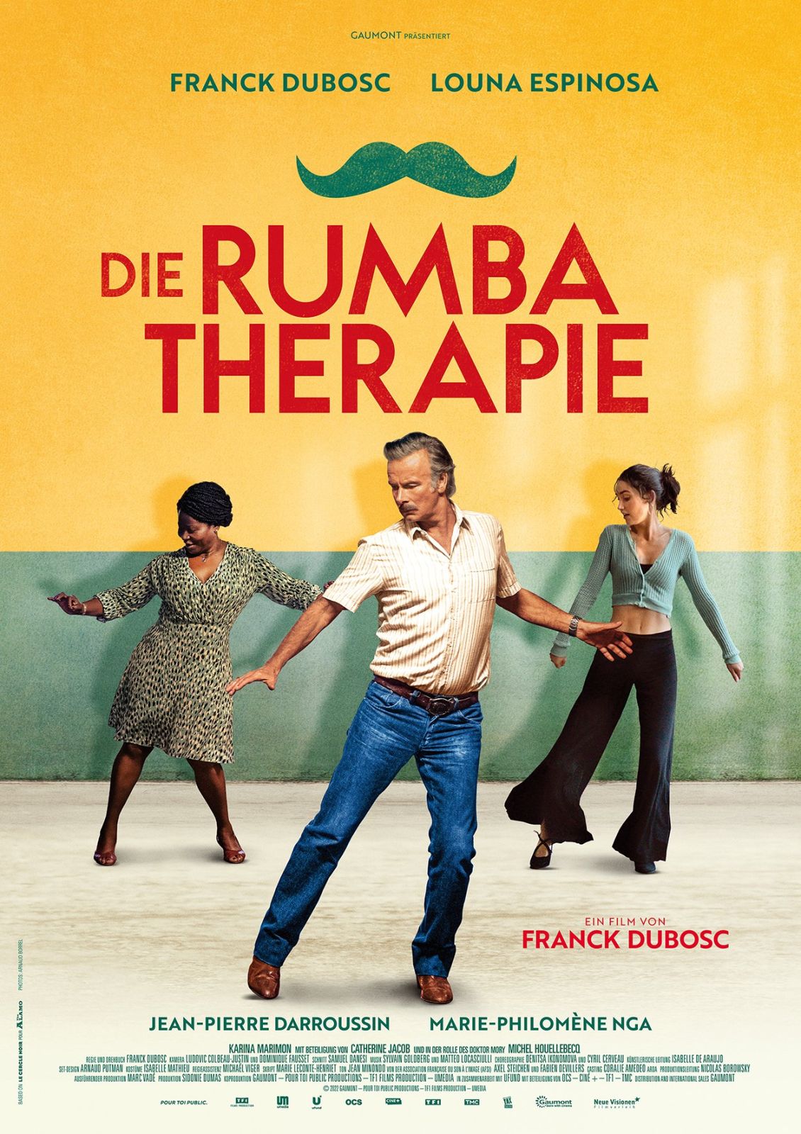 Filmplakat: Die Rumba-Therapie, drei Menschen tanzen.