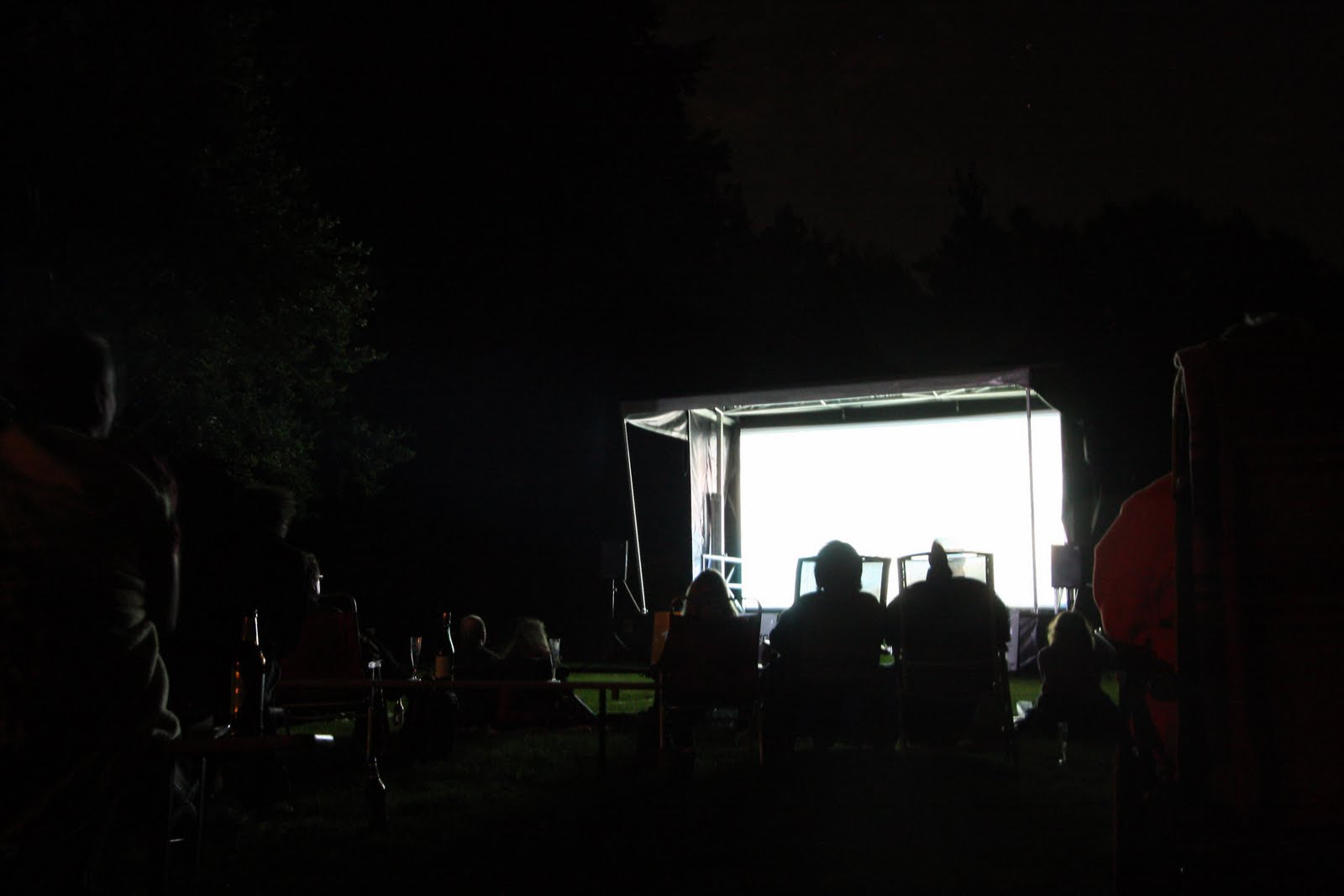Menschen bei einem nächtlichen Open-Air-Kino
