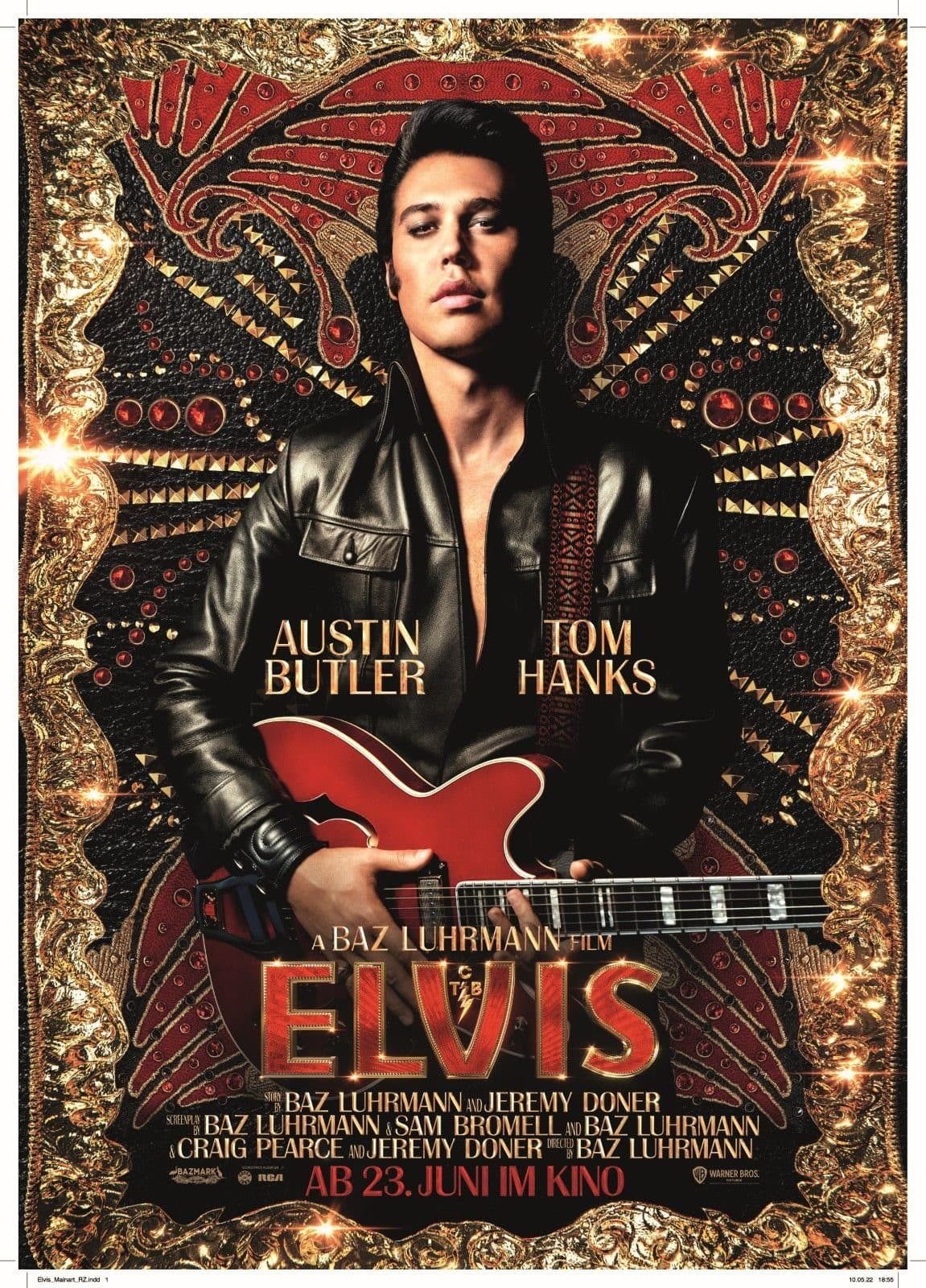 Elvis-Filmplakat mit Hauptdarsteller und Gitarre, Kinostart Werbung.